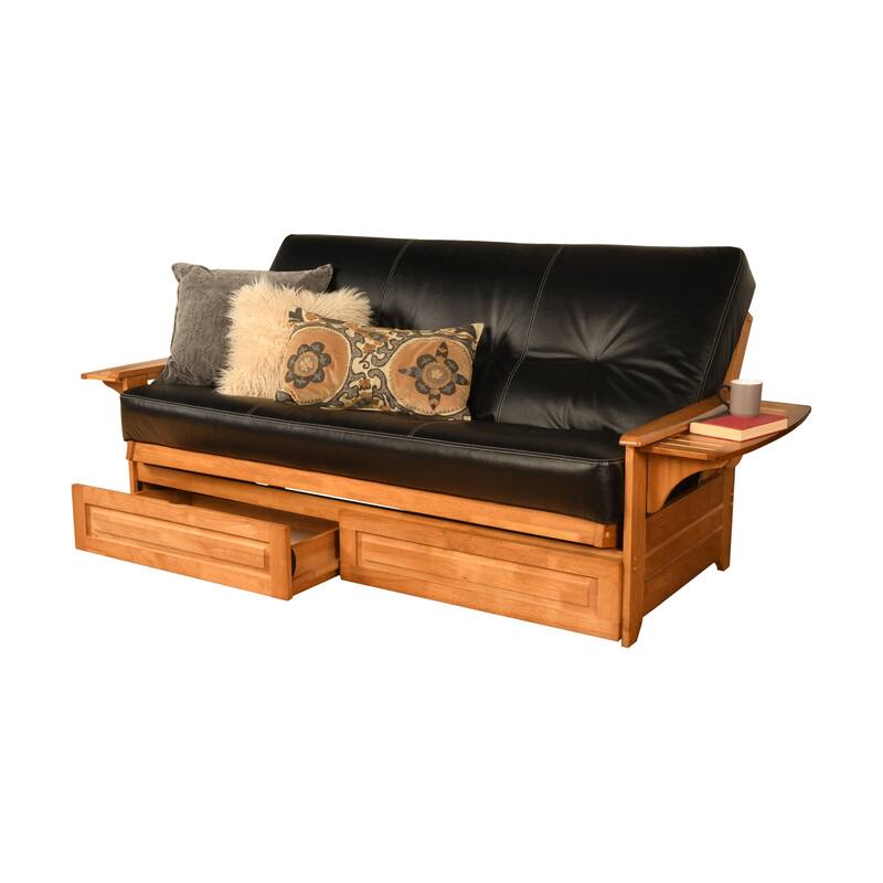 Somette Phoenix Butternut Futon Set with Storage Drawers and Mattress