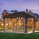 preview thumbnail 39 of 142, Outdoor Hardtop Gazebo Pergola w Galvanized Steel Roof and Aluminum Frame, Prime Curtains and nettings include