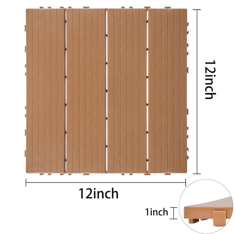 Plastic Interlocking Deck Tiles, 12.00"x12.00"(Pack of 44), Patio Flooring Outdoor Waterproof All Weather Use