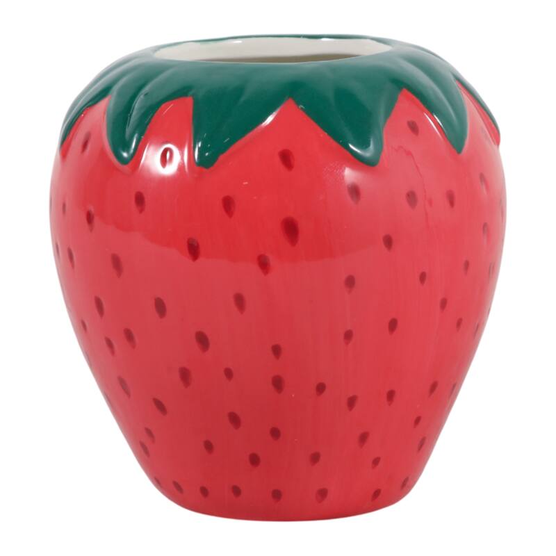 Decorative Strawberry Pencil Cup Storage - 4", Red - 4.0"