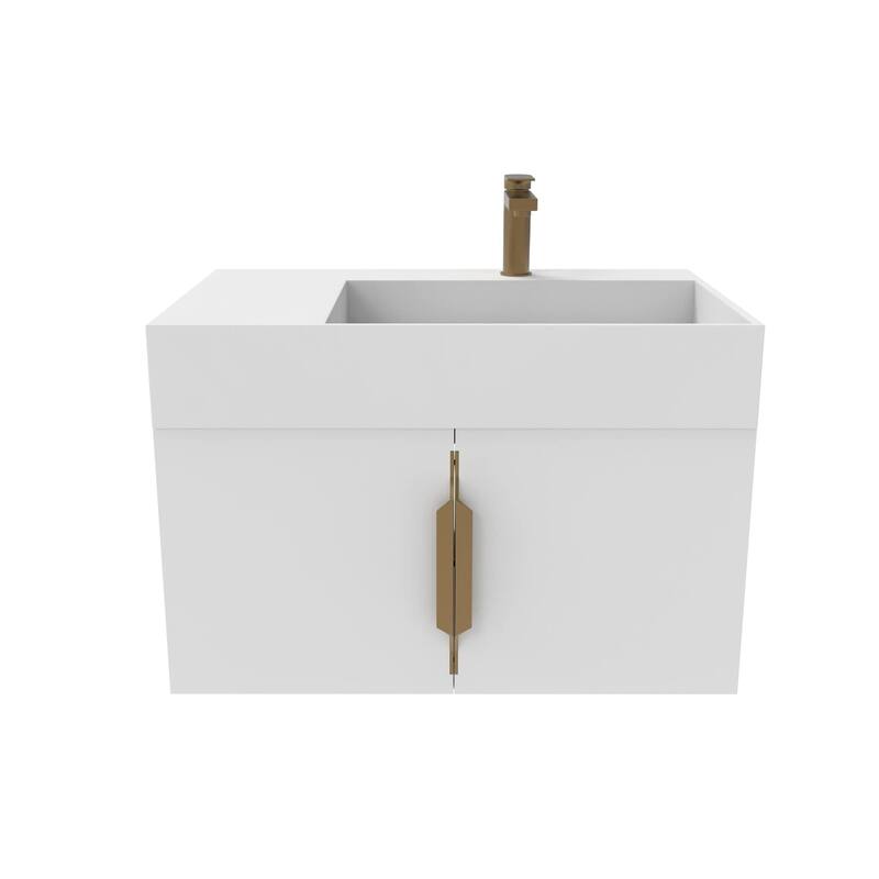 Amazon 30" Wall Mounted Bathroom Right Basin Vanity Set w/ White Top