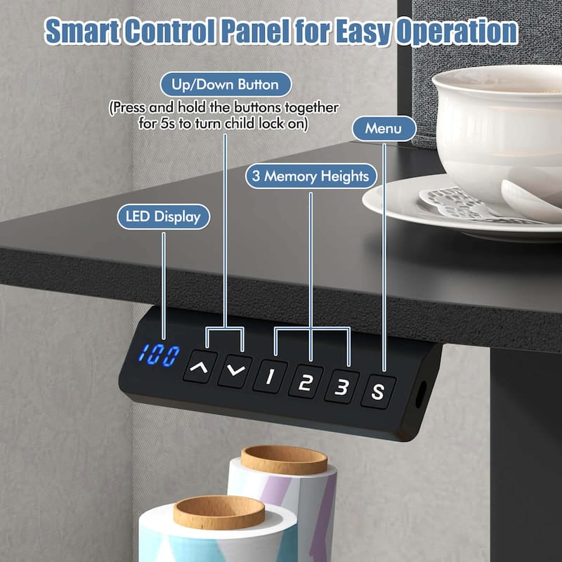 Costway 48"x 24" Electric Standing Desk with 2 Drawers Monitor Stand - See Details