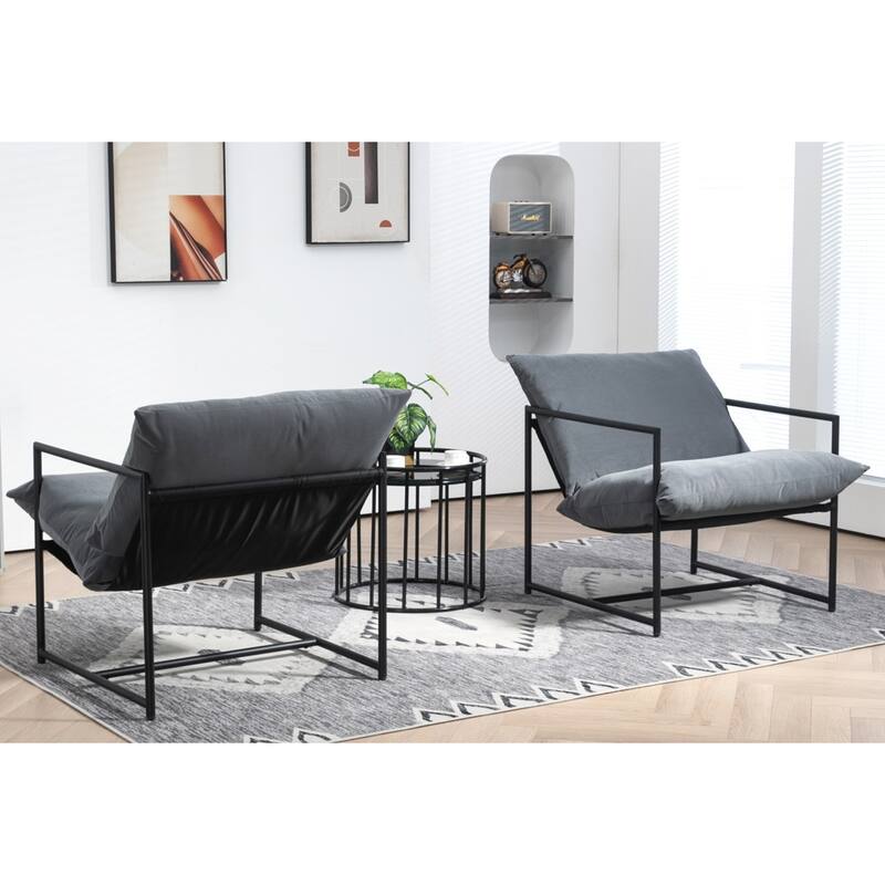 Modern Textured Velvet Sling Accent Chair