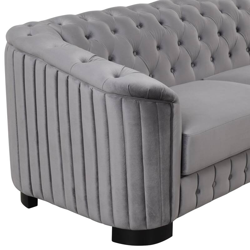 3 Pieces Modern elvet Upholstered Living Room Sofa Set Sectional