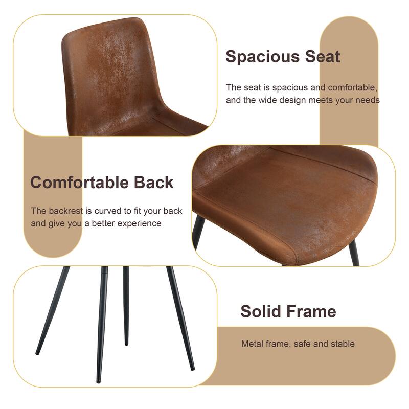 5-Piece Dining Table Set, Kitchen Wood Table & 4 Armless Chairs with Metal Frame, Space-Saving Dinette Set for Small Space