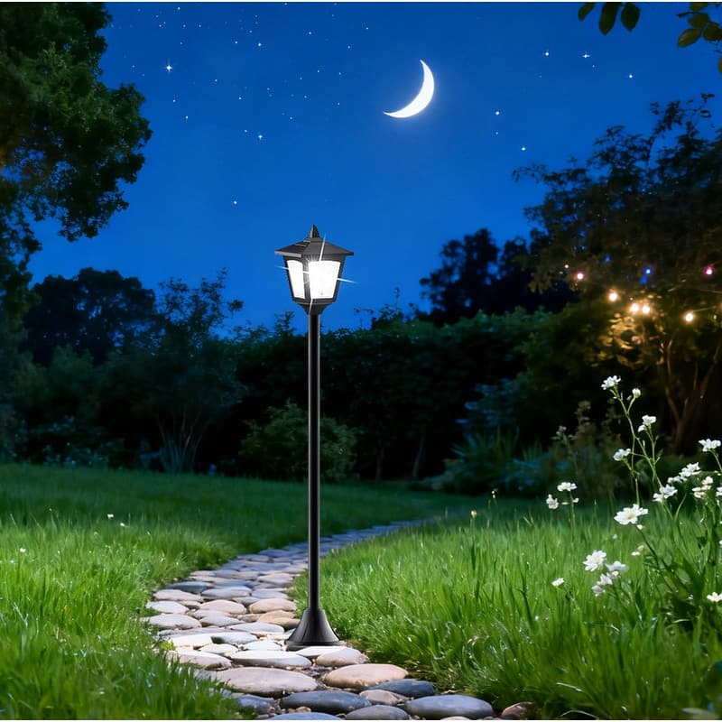 40-Inch Solar Lamp Post Lights Outdoor IP65 Waterproof LED Yard Lights - Black