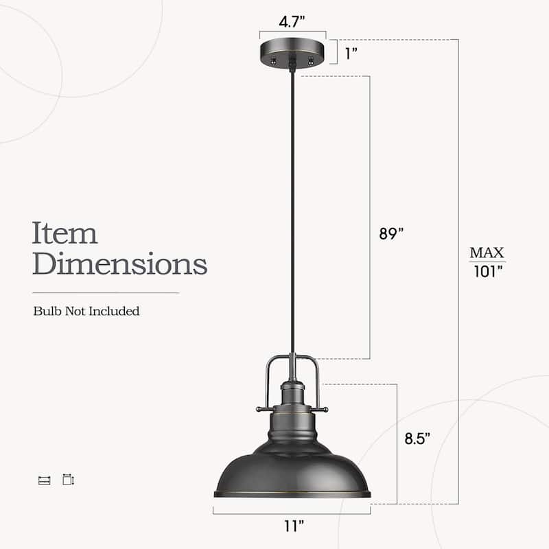 2 Pack Modern Pendant Lights with Metal Dome Lampshade