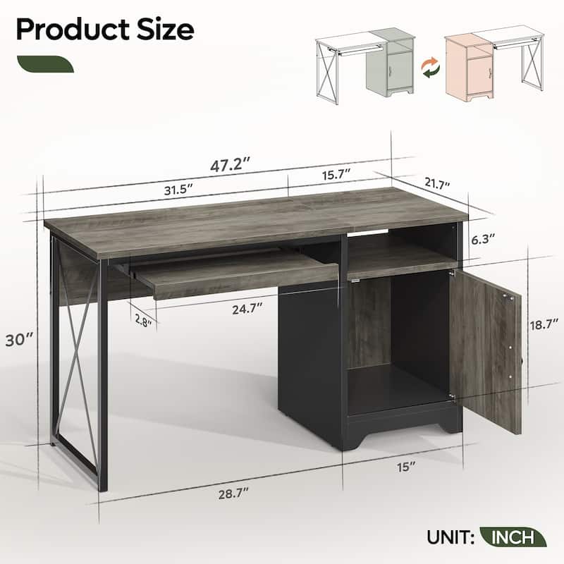 Bestier Office Desk with Keyboard Tray, Computer Desk with Storage, Executive Desk with File Cabinet for Home Office Bedroom