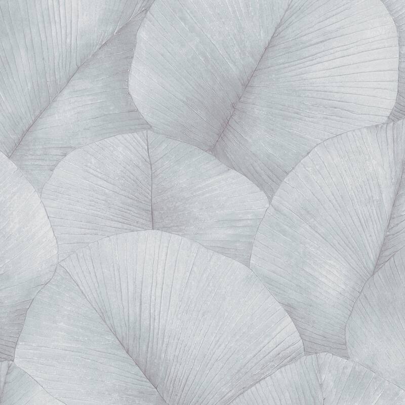 Galerie Wallcoverings Kumano Textured Palm Leaf Vinyl on Non-woven Wallpaper Roll - 33 feet x 21 inches - Blue
