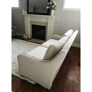 Faizah White Linen Nailhead Sloped Arm Sofa by iNSPIRE Q Artisan