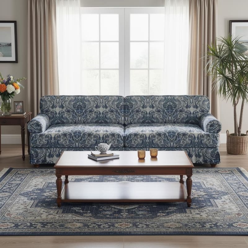 Homy Casa 3/4-Seater Chenille Cloud Sofa with Rolled Arms & Pleated Skirt, Extra Deep Seat, Multiple Colors