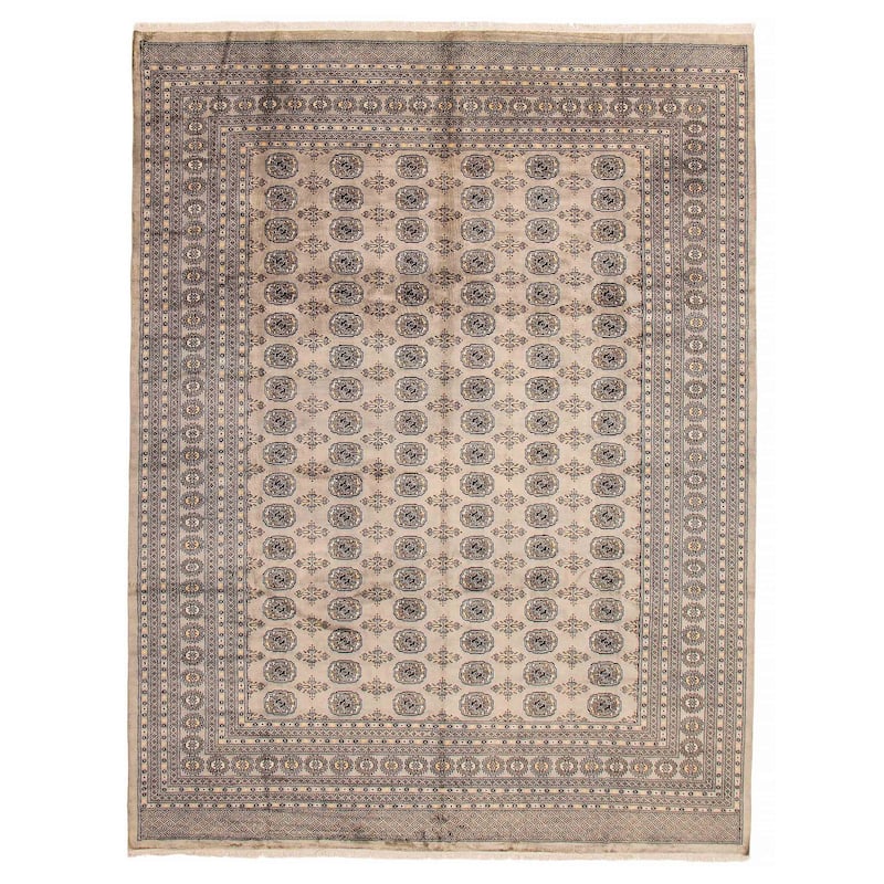 Finest Peshawar Bokhara Grey Rug 9'4" x 12'2" - 9'4 x 12'2 - Grey - 9'4 x 12'2