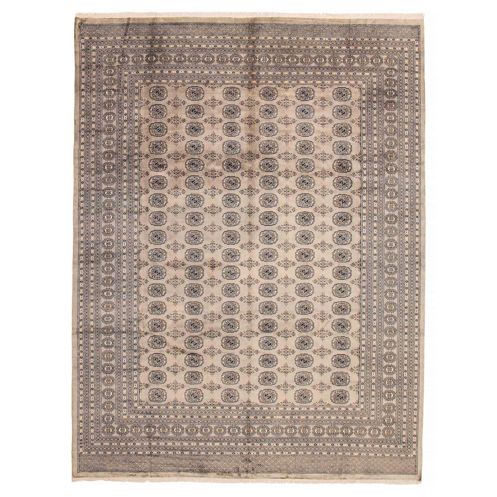 Finest Peshawar Bokhara Grey Rug 9'4" x 12'2" - 9'4 x 12'2