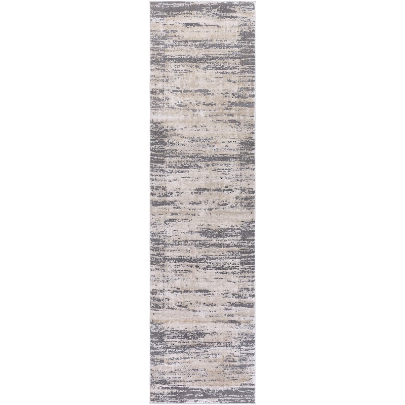 Livabliss Teddy Grey Abstract Modern Area Rug - Grey - 2' 7" x 12'