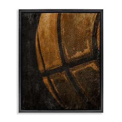 Stupell Vintage Basketball Close Up Framed Floater Canvas Wall Art Design By Kim Allen