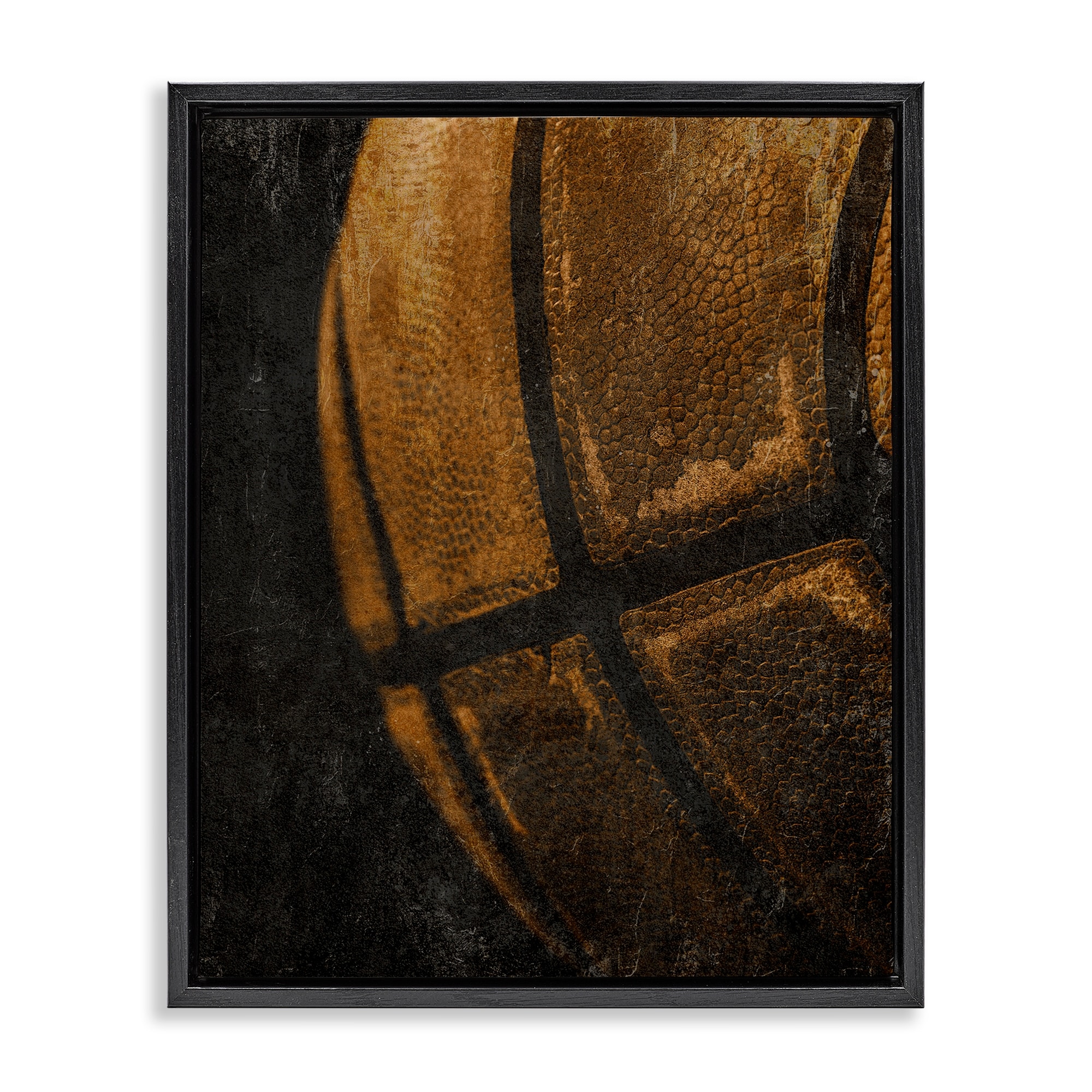 Stupell Vintage Basketball Close Up Framed Floater Canvas Wall Art Design By Kim Allen
