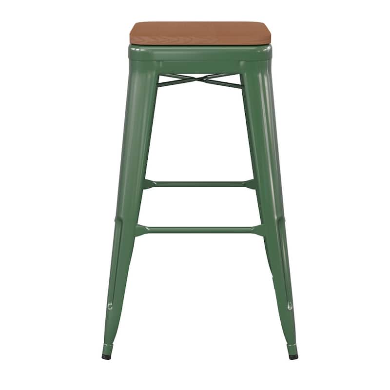 Indoor/Outdoor Backless Bar Stool with Poly Resin Seat