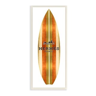 Striped Glam Fashion Surfboard Wall Art - Stretched Canvas 17"x40" By Madeline Blake, Ready To Hang
