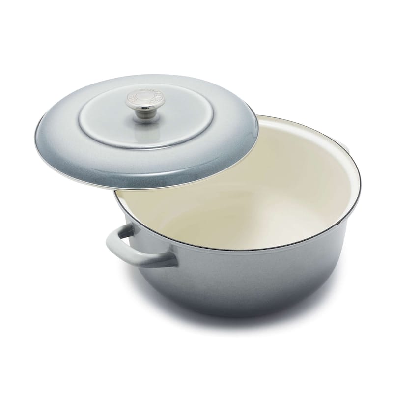 Merten & Storck German Enameled Iron, Round 5.3QT Dutch Oven Pot with Lid - Cloud Gray