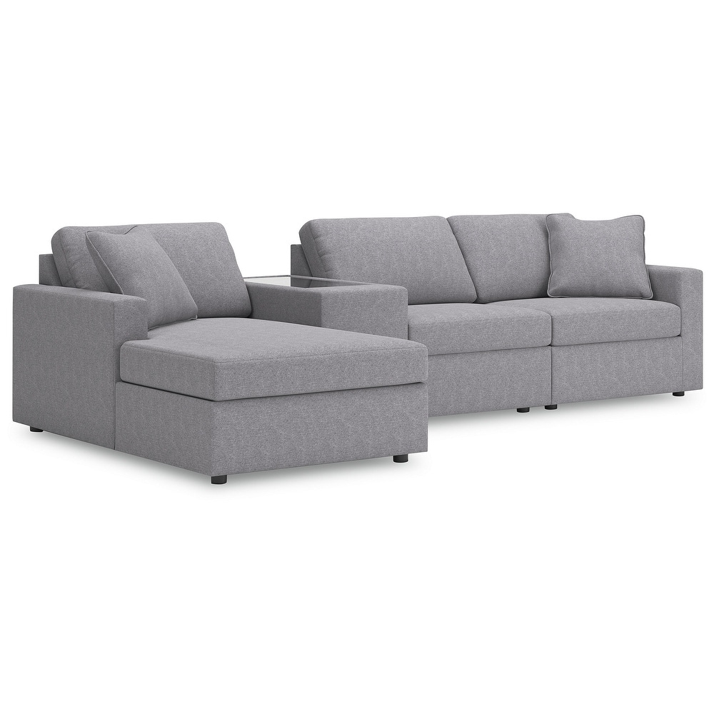 Signature Design by Ashley Modmax 4-Piece Sectional with Chaise and Storage Console - 126"W x 68"D x 36"H
