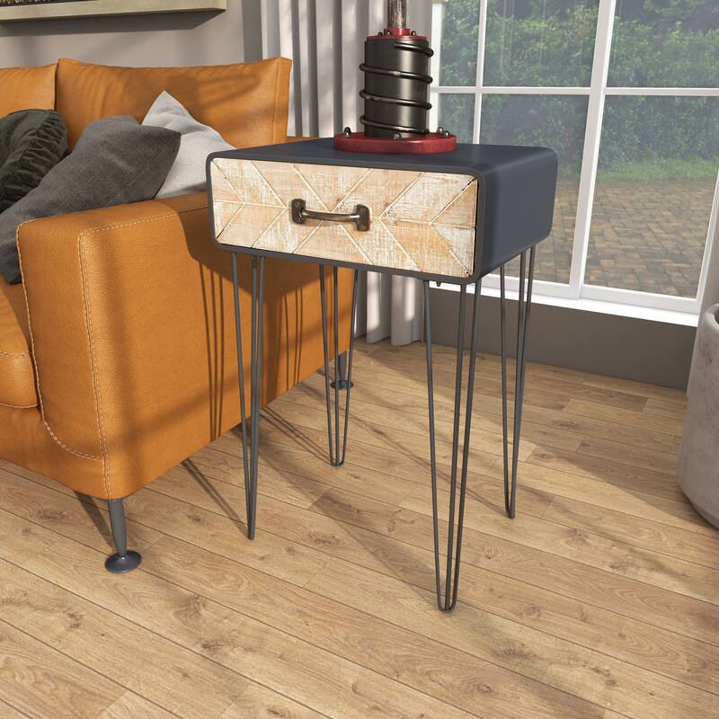Black Metal Modern Accent Table - 12"W x 17"L x 26"H