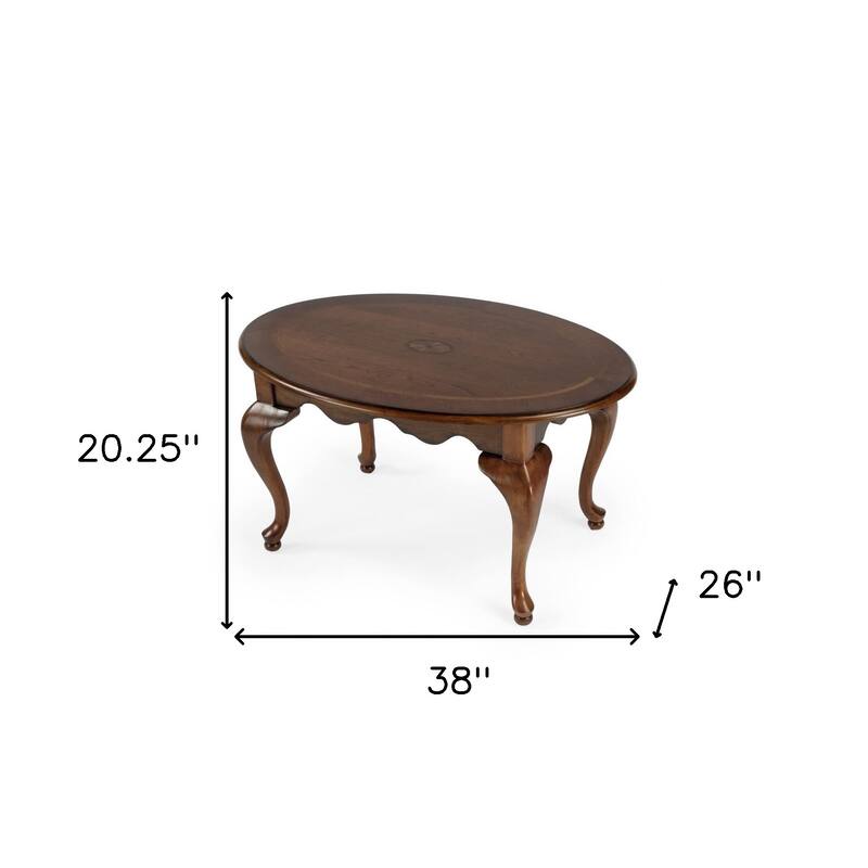 HomeRoots 38" Olive Ash Oval Distressed Coffee Table - 38
