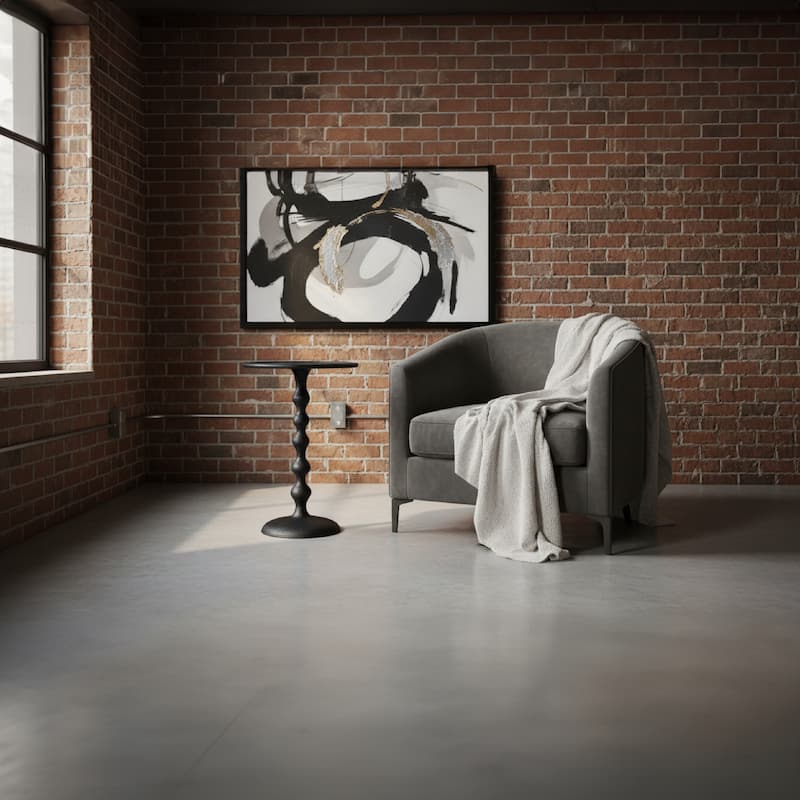 Shae 22 Inch Round Side End Table - Matte Black Aluminum Cast, Hammered Texture, Turned Pedestal Post