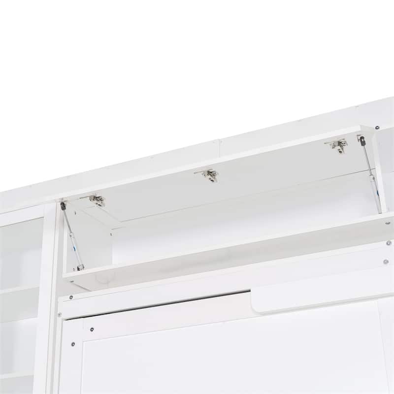 Queen Size Murphy Bed Wall Bed with Sofa ,Shelves USB & Light