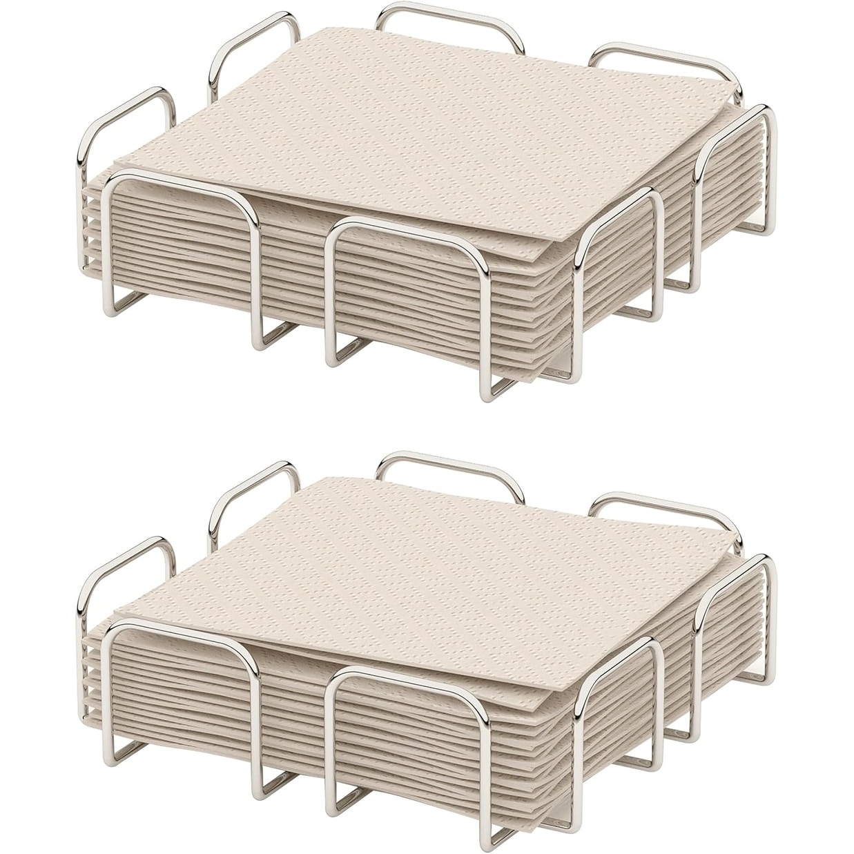 YBM Home Silver Chrome Flat Square Napkin Holder, 2570