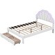 preview thumbnail 8 of 16, Chic Full Size LED Bed with Seashell Headboard and Dual Storage Drawers, White/Pink