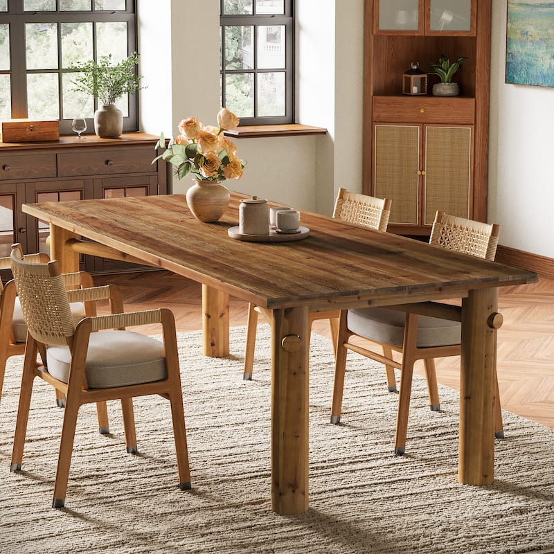 63'' Solid Wood Dining Table Real Wood Kitchen Table for 6, Strong Legs