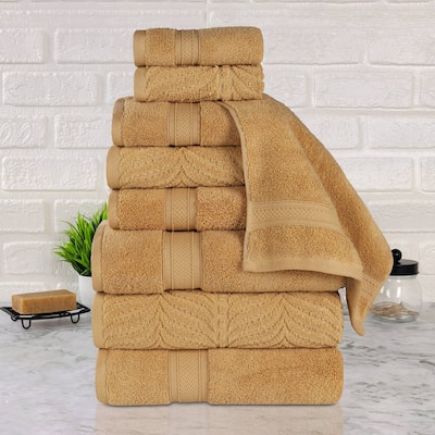 Superior Chevron Zero Twist Solid and Jacquard Cotton 9 Piece Towel Set