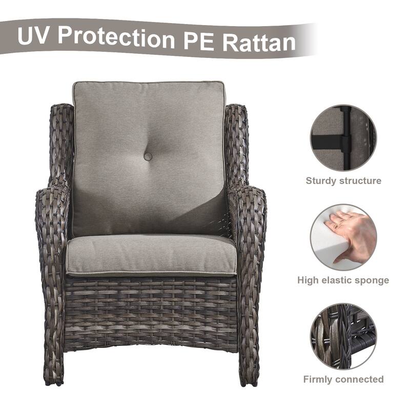 Gymojoy 4-Piece Outdoor Patio Sofa Chair with Coffee Table