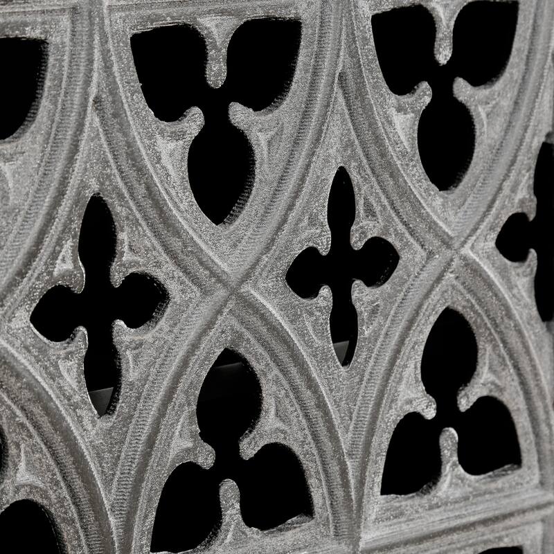 Hollowed-Out Floral 4 Doors Antique Cabinet, Freestanding Wooden Storage Cabinet, Accent Cabinet with Adjustable Shelf