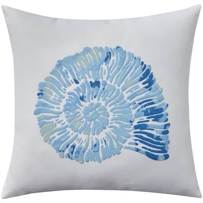 Mina Victory Lifestyle Raised Print Nautilu 18" x 18" White Indoor Throw Pillow