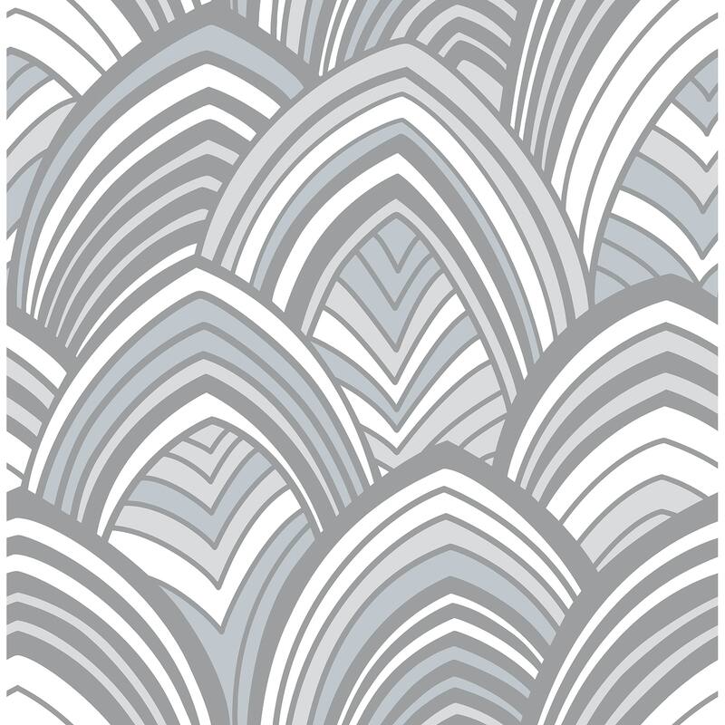 A-Street Prints Cabarita Grey Art Deco Flocked Leaves Wallpaper