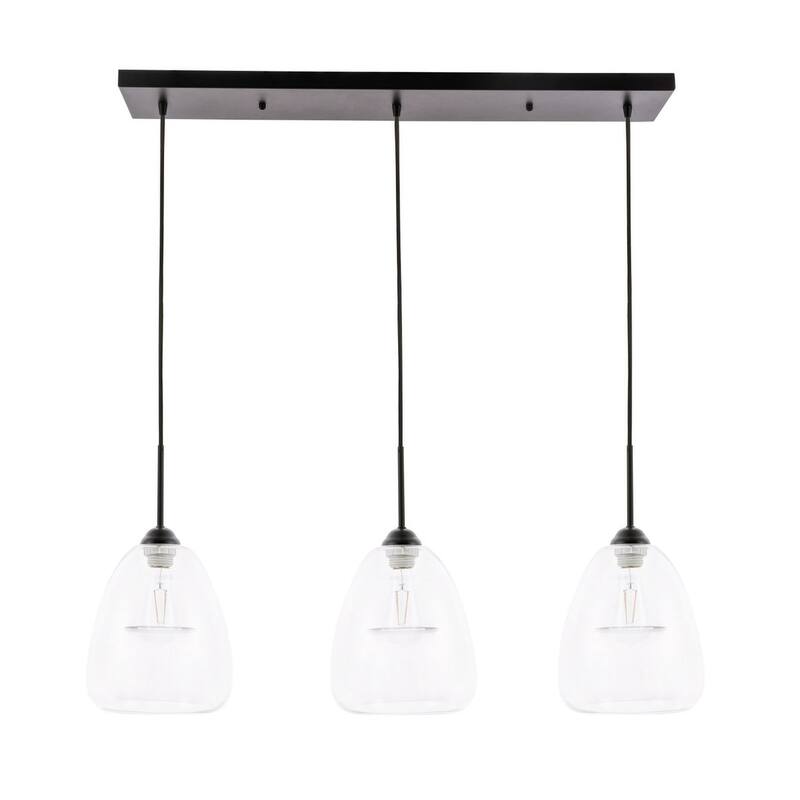 Elise 36-Inch 3-Light Clear Pendant - Black - Black