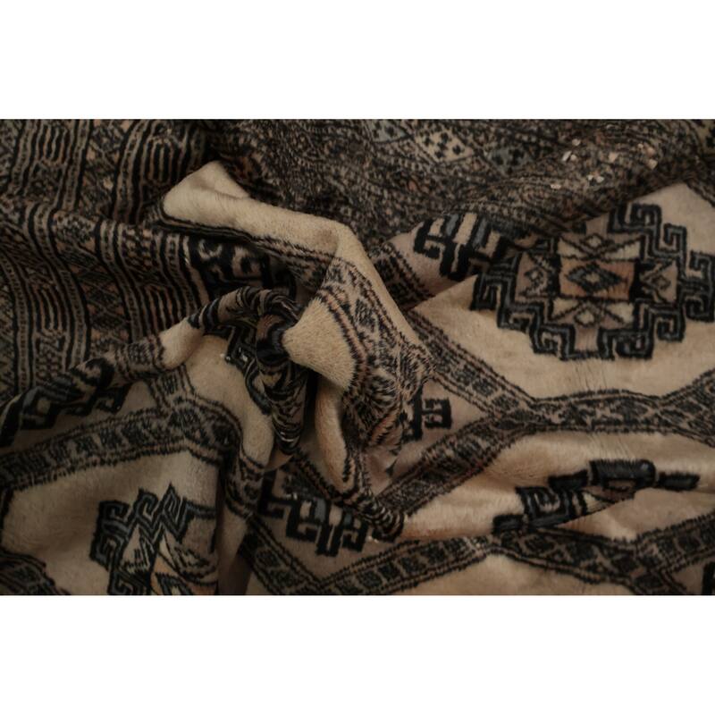 Hand Knotted Oriental 100% Wool Carpet Traditional Geometric Beige & Ivories Bokhara Area Rug - 5' 11'' X 6' 1''