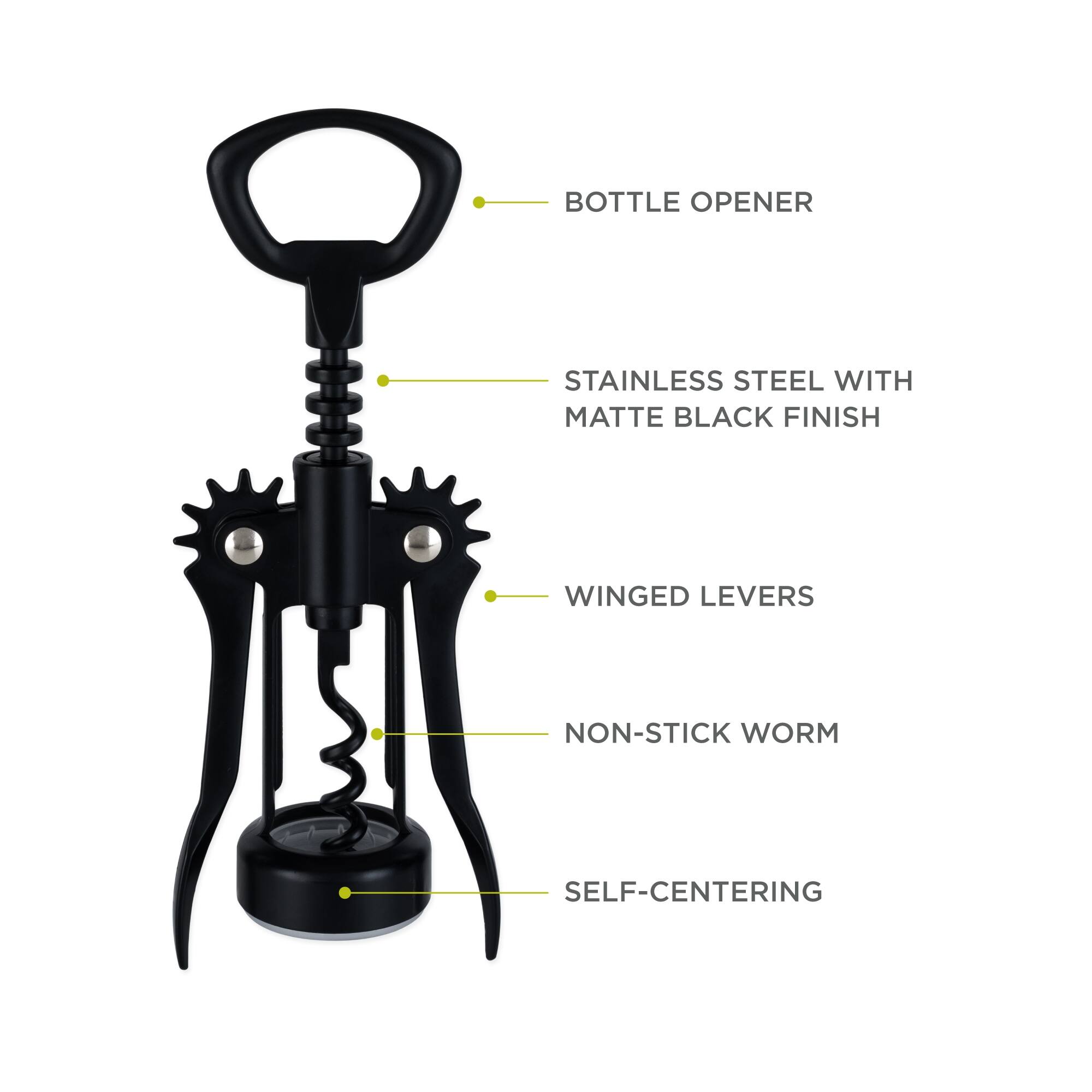True Soar Matte Black Winged Corkscrew, Self Centering Worm, Bottle Opener Bed Bath & Beyond