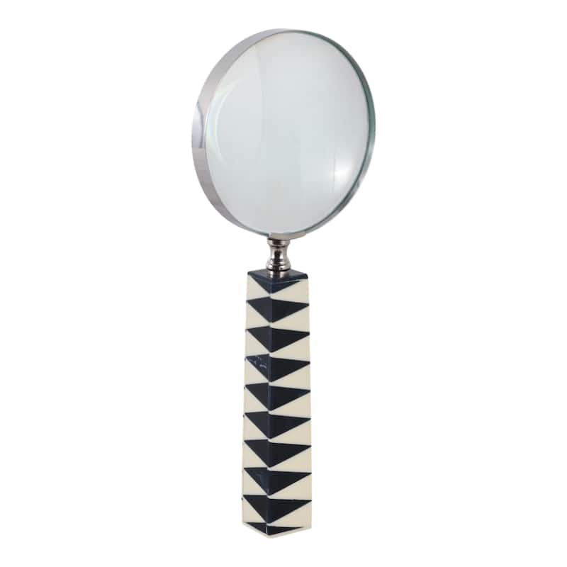 Resin Magnifying Glass Triangular Handle Decorative - 10" White - 4" x 1" x 10"