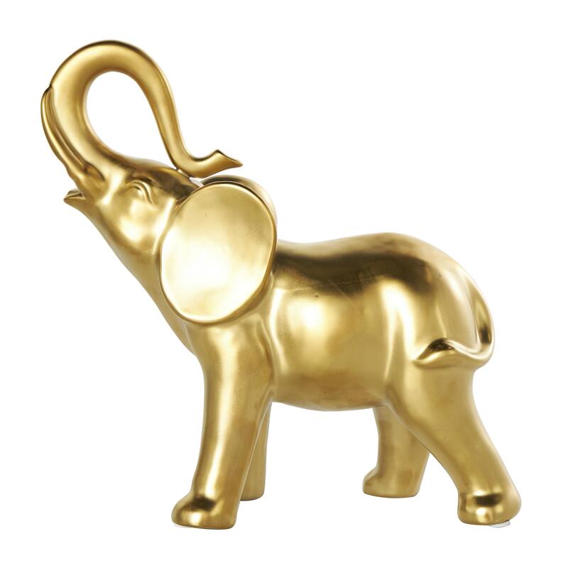Ceramic Elephant Standing Decorative Sculpture - Silver or Gold - Roche River Decor