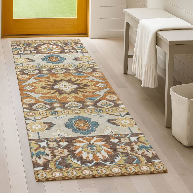 Machine Washable Indoor/ Outdoor Traditional Aspen Chantille Rug