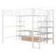 preview thumbnail 3 of 10, Full Size Metal Loft Bed with Staircase and Storage Shelves