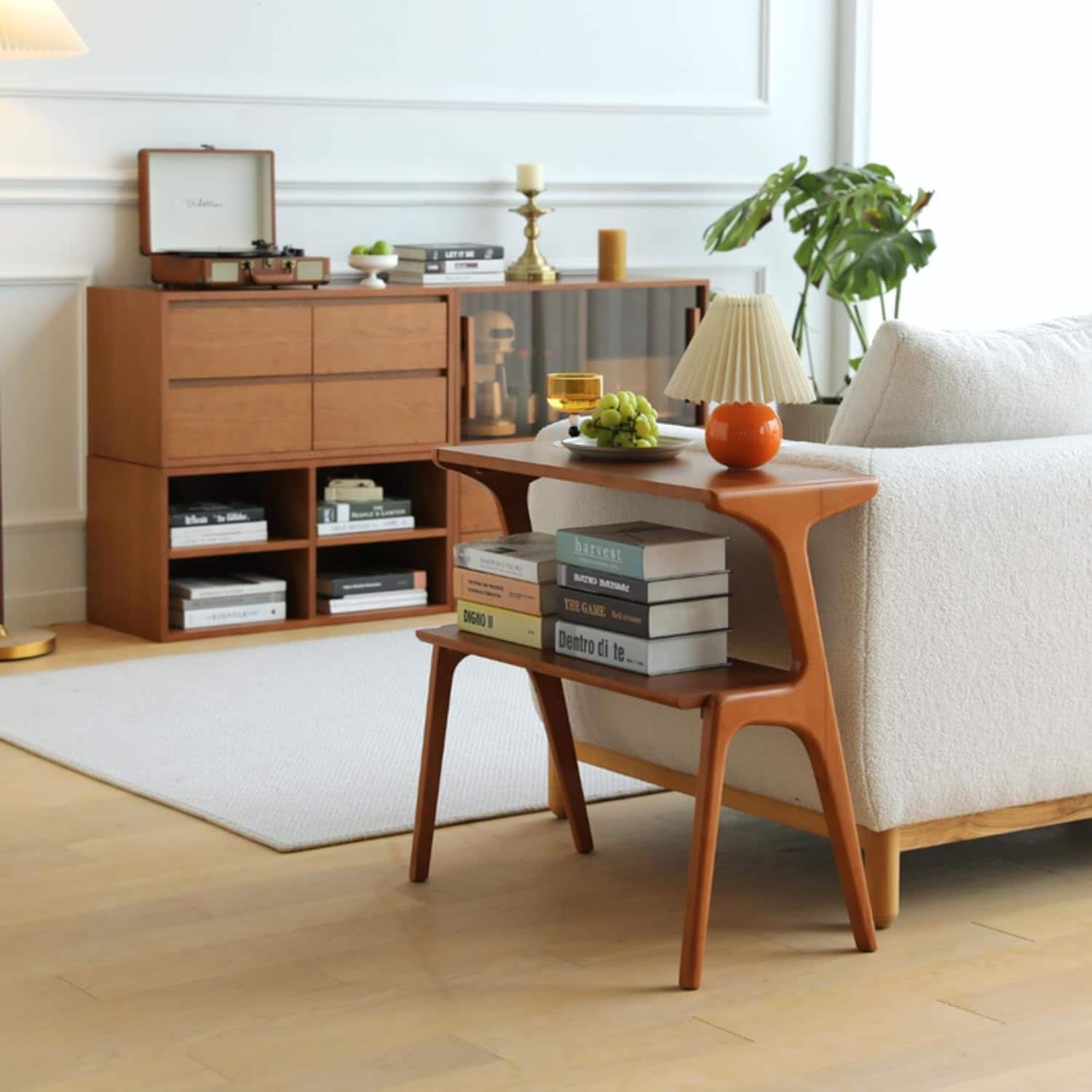 Solid Wood Console Table with Storage Shelf