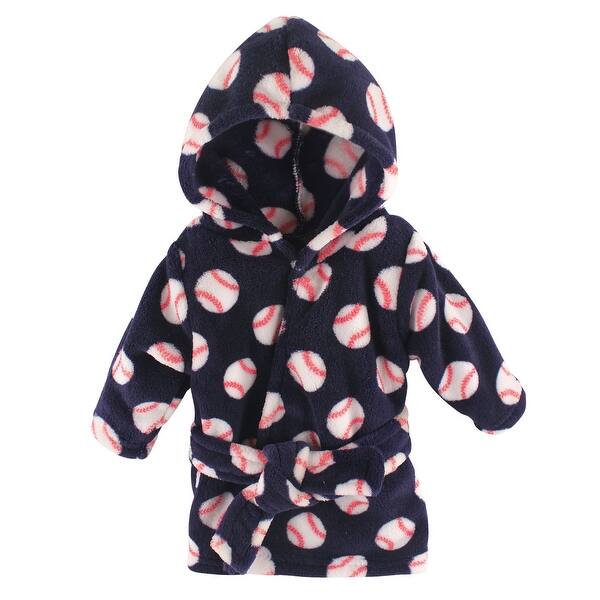 slide 1 of 1, Luvable Friends Baby Boy Plush Bathrobe, Baseball, 0-9M - Baseball - 0-9 Months 0-9 Months - Baseball