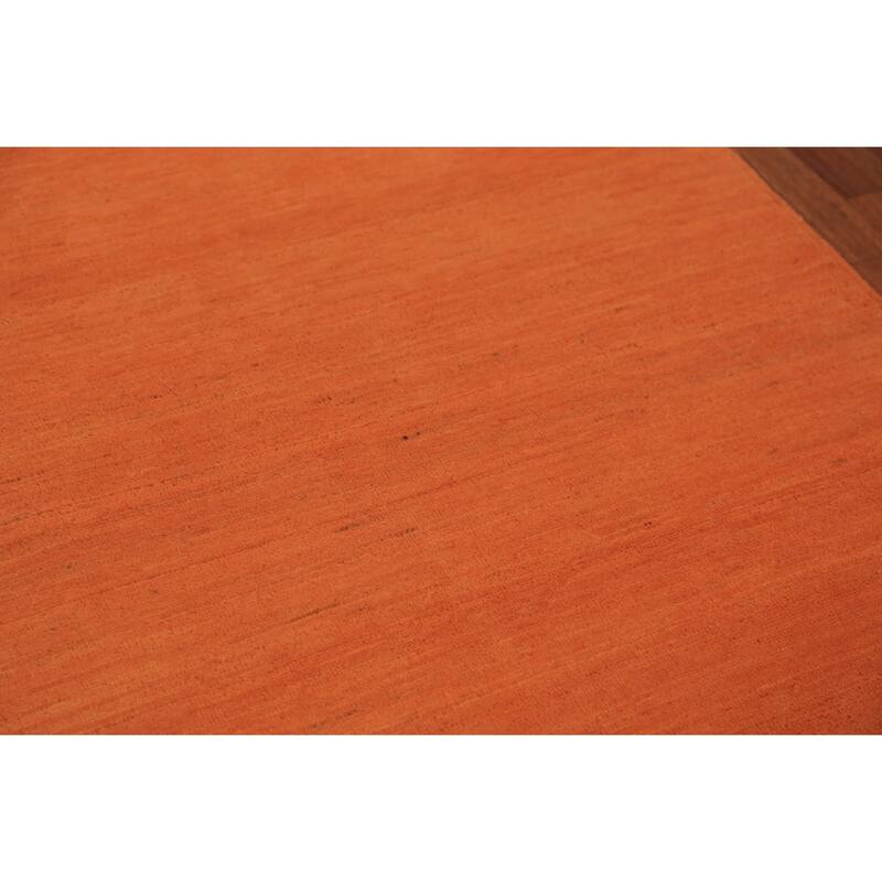 Orange Gabbeh Modern Rug Hand-Knotted Bedroom Wool Carpet - 4'0" x 5'9"