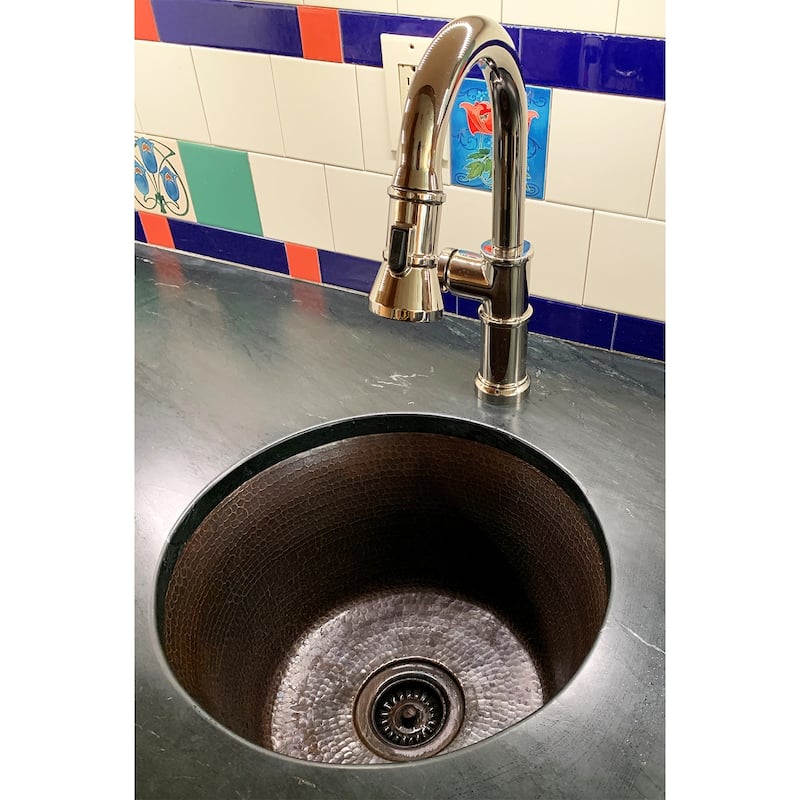 17-in Large Round Hammered Copper Bar/Prep Sink (BR17DB)