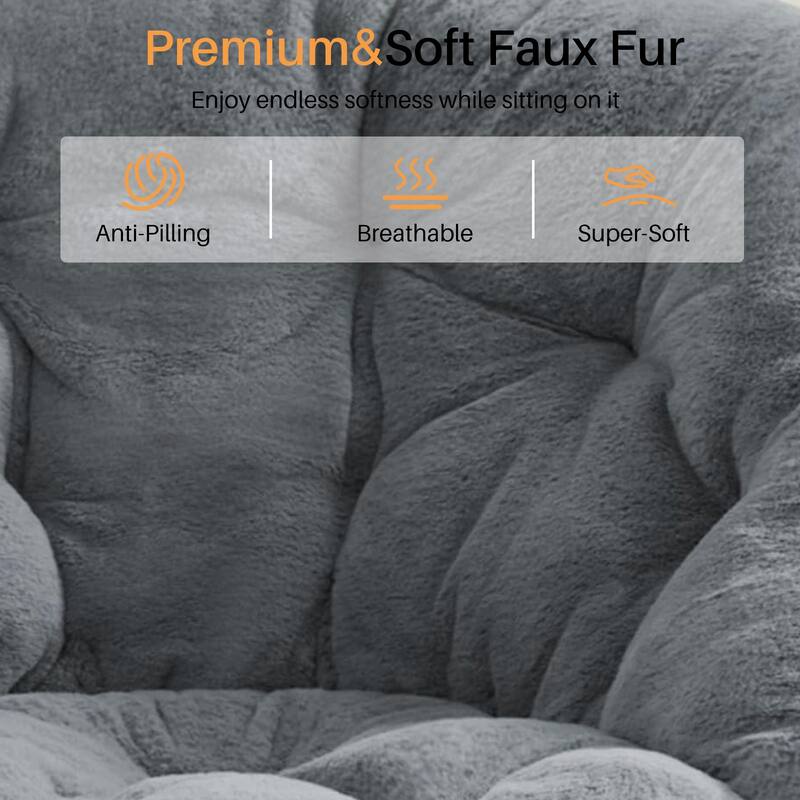 Cozy Saucer Chairs Faux Fur Living Room Reading Lounge Furniture Folding Comfy - 25.6"D x 35.8"W x 32.3"H