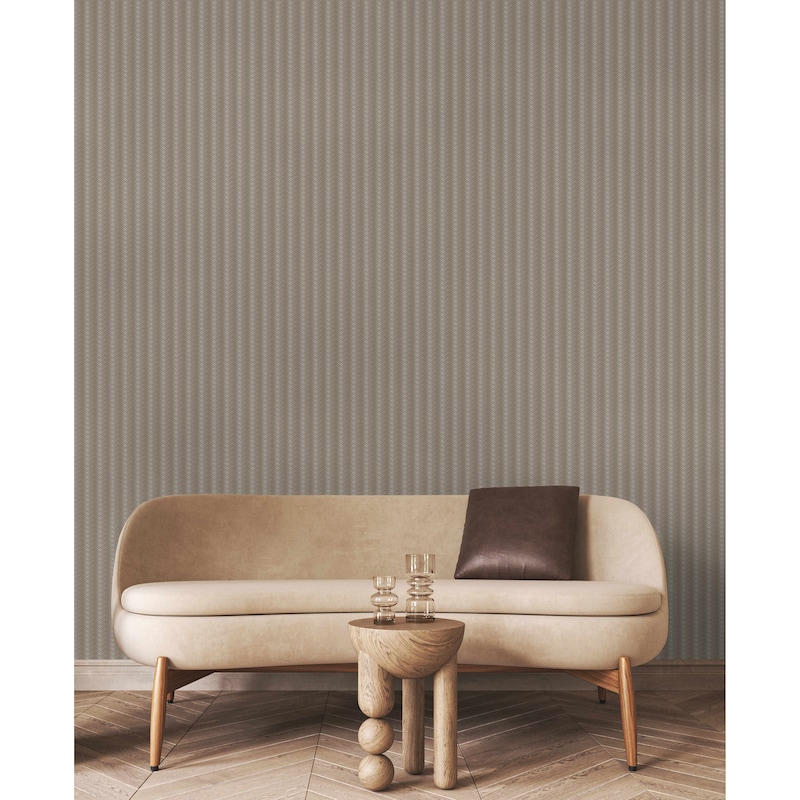 Chevron Basket Weave Timeless Quilted Feel Jute Design Wallpaper