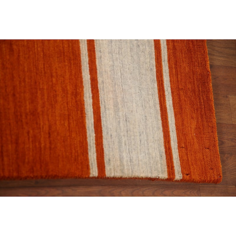 Striped Gabbeh Indian Area Rug Handmade Bedroom Wool Carpet - 7'10"x 10'10"